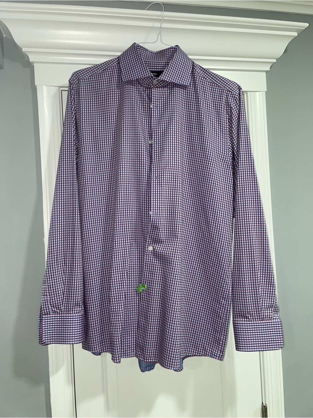 Men's blue and red Check Long-Sleeve Dress Shirt – Tailored Look
